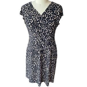 EVAN PICCONE Women's Cheetah Sleeveless Leopard V-Neck Dress Ruched Side Sheath